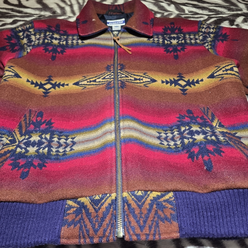 Pendleton Knockabouts Aztec Wool Bomber Jacket Si… - image 2